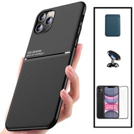 Kit Coque Magnétique Lux + Portefeuille Magnétique Bleu + 5d Full Cover + Support Magnétique Pour Iphone 12 Pro Max