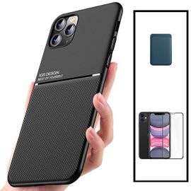 Kit Coque Magnétique Lux + Portefeuille Magnétique Bleu + 5d Full Cover Pour Iphone 12 Pro Max