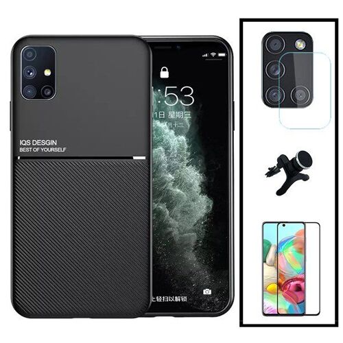Kit Coque Magnétique Lux + Film De Verre Trempé 5d À Couverture Complète + Support Magnétique Renforcé Pour Samsung Galaxy M31s