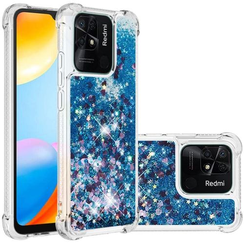 Coque Pour Redmi 10c, Coin Airbag Antichute Sables Mouvants Coque Tpu Bumper Sparkle Case Compatible Avec Xiaomi Redmi 10c. Ybw Love Blue
