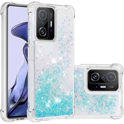Coque Pour Xiaomi 11t Pro, Coin Airbag Antichute Sables Mouvants Coque Tpu Bumper Sparkle Case Compatible Avec Xiaomi 11t Pro. Ybw Star Blue