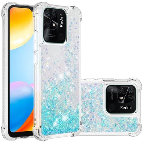 Coque Pour Redmi 10c, Coin Airbag Antichute Sables Mouvants Coque Tpu Bumper Sparkle Case Compatible Avec Xiaomi Redmi 10c. Ybw Star Blue