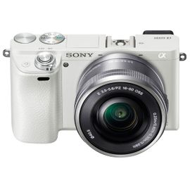 Sony a6000 ILCE-6000L Hybride 24.3 MPIX - APS-C - 1080p + Objectif Zoom Optique 3x 16-50mm - Wi-Fi, NFC - Blanc