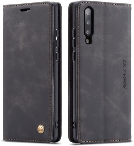 Coque pour Samsung Galaxy A50, Portefeuille Fentes Cartes Housse Antichoc Cuir PU Vintage Portefeuille Compatible avec Samsung Galaxy A50 - Noir