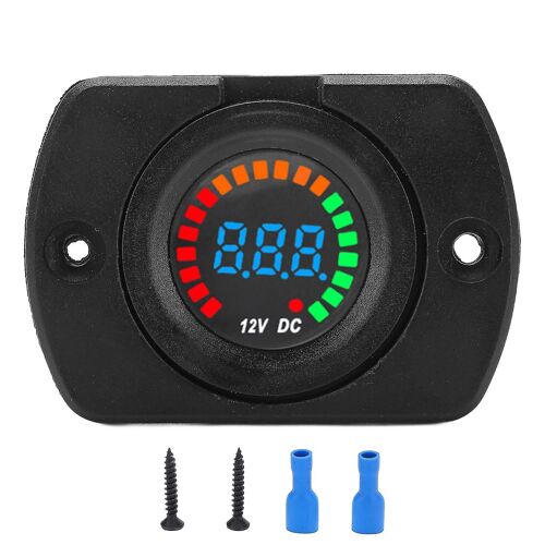 Waterproof LED Digital Car Voltmeter Voltage Gauge for DC 12V Trucks, Buses, Ships and Yachts