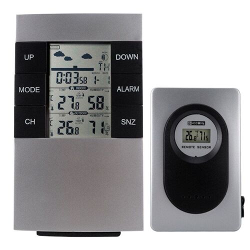 Station météo sans fil, horloge, thermomètre et hygromètre d'intérieur et d'extérieur, alarme C/F M89B