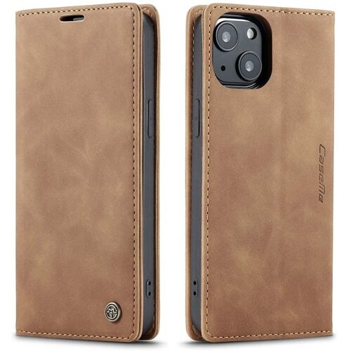 Coque Compatible Avec Iphone 13 6.1 Pouce,Anti-Choc Housse En Flip Case Portefeuille Etui,Marron