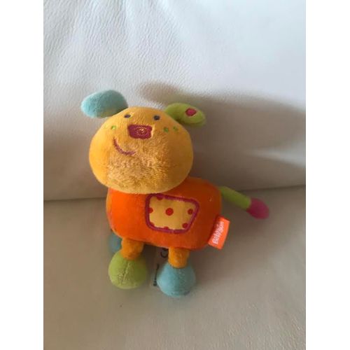 Doudou Chien Orange Multicolore Babysun 14 Cm