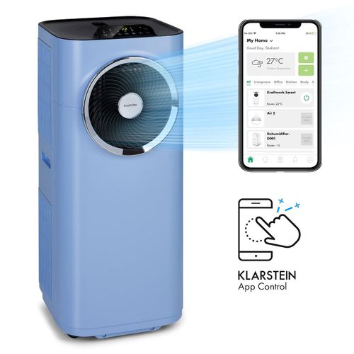 Climatiseur mobile avec evacuation - Klarstein - 12000 BTU - Fonction ventilateur & déshumidificateur - Refroidisseur d'air - Bleu