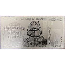 Billet 100 Trillion Dollars Zimbabwe - Réplique Polymer Gold Feuille D'or 24k