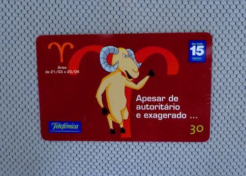 Télécarte Zodiaque. Le Belier 21/03 Au 20/04. "Autorité Et Exagération". Télécarte Brésil Sao Paulo. Telefonica 30 Unités. Télécarte Étrangère.