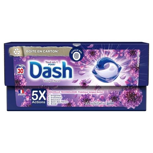 DASH Lessive capsule tout-en-1 bouquet floral D?tergent la boîte de 30