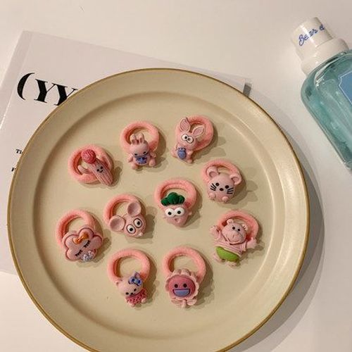 Bandes De Cheveux Élastiques, 10 Pièces/Ensemble, Pour Le Pouce, Torsadé, Corde De Cravate Pour Enfants Filles, Dessin Animé, Accessoires Pour Cheveux 