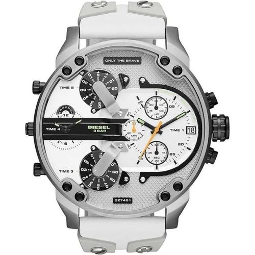 Diesel Timeframes Homme 66mm Bracelet Cuir Blanc Quartz Montre Dz7401