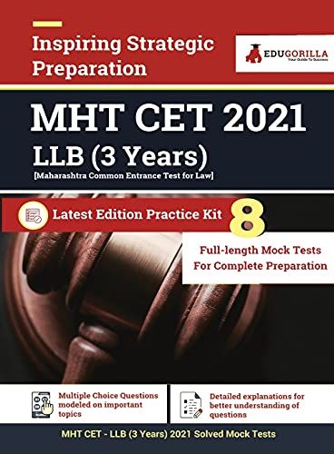 Mah Cet Llb 3 Years Exam Prep Book 2025 - 8 Full Length Mock Tests And 8 Sectional Tests (1500 Solved Objective Questions) With Free Access To Online Tests