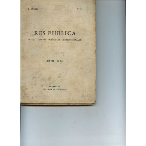 Res Publica Revue D'etudes Politiques Interantionales 3 