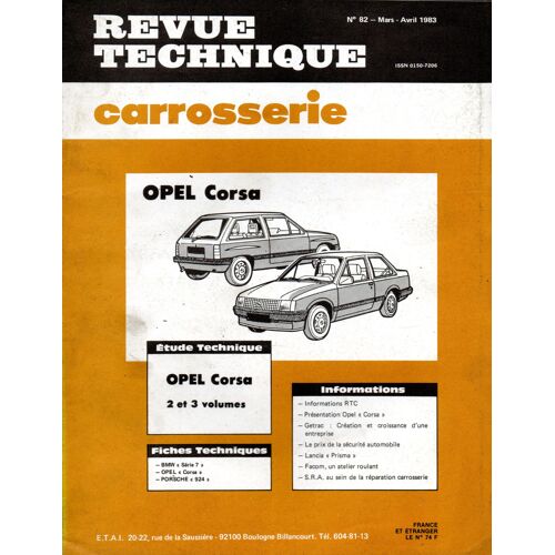 Revue Technique Carrosserie N° 82 : Opel Corsa 2 Et 3 Volumes