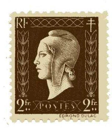 Timbre "Type Marianne De Dulac N° 692 Neuf Sans Charnière De 1945,2 Fr Brun