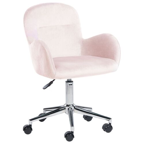 Chaise de bureau en velours rose clair PRIDDY
