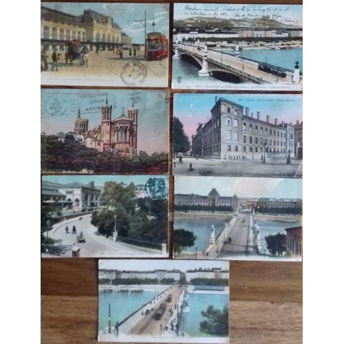 Cpa 69 Lyon Lot N° 1 De 7 Cartes Anciennes Colorisées, Gare Brotteaux Et Perrache, Ponts