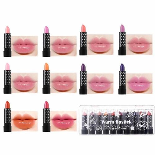 Baume À Lèvres À Couleur Changeante, Tasse Antiadhésive, Hydratant, Anti-Fissuration, Rouge À Lèvres Durable, Maquillage Pour Femmes, Cosmétique, 10 Pièces/Ensemble 