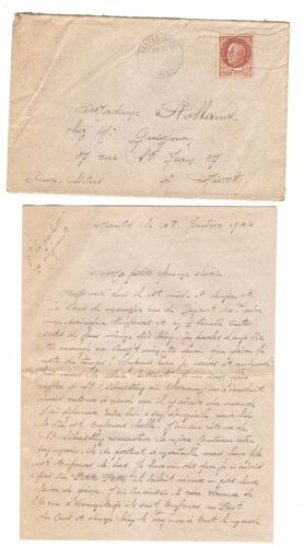 Nantes Gare 18 01 1944 Pétain 1,50 F Lettre Adressée Par Un Mari À Sa Femme Dans Une Enveloppe Pour À Niort 