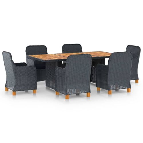 Vidaxl Ensemble À Manger D'extérieur 7pcs Et Coussins Résine Tressée