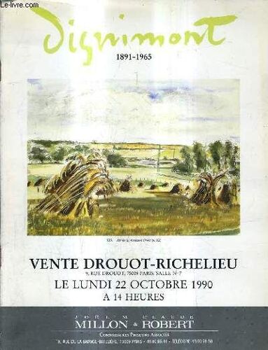 Catalogue De Ventes Aux Encheres - Andre Dignimont 1891-1965 Aquarelles Gouaches Sanguines - Drouot Richelieu 22 Octobre 1990.