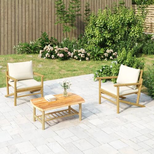 Vidaxl Chaises De Jardin 2 Pcs Avec Coussins Blanc Crème Bambou