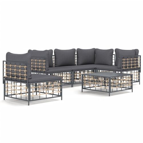Vidaxl Salon De Jardin 6 Pcs Avec Coussins Anthracite Résine Tressée