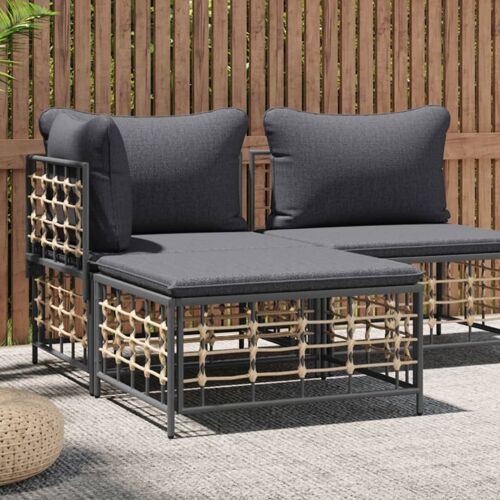 Vidaxl Tabouret De Jardin Avec Coussin Gris Foncé Résine Tressée