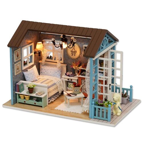 Jouet De Maison De Kit De Meubles Miniatures De Chalet En Bois Bricolage Avec Led Li-Greatmall