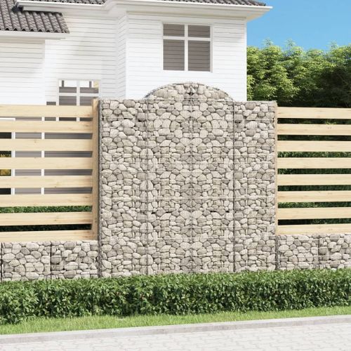 Vidaxl Paniers À Gabions Arqués 25 Pcs 200x50x220/240 Cm Fer Galvanisé