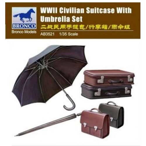Maquette Accessoire : Wwii Civilian Suitcase With Umbrella Set-Bronco Models