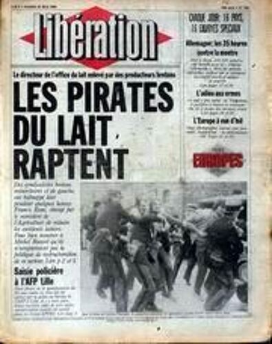 Liberation N° 939 Du 29/05/1984 - Allemagne - Les 35 Heures Contre La Montre - L'adieu Aux Ormes - Yougoslavie - Les Pirates Du Lait Raptent - Saisie Policiere A L'afp Lille.