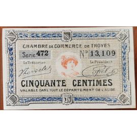 Billet 50 Centimes Chambre De Commerce De Troyes 7° Émission 1926