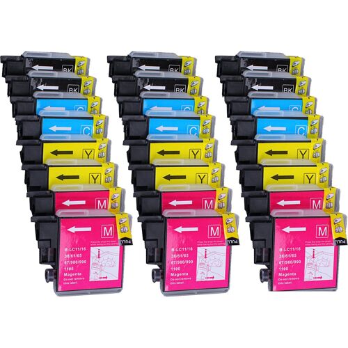 24 x Cartouche d'encre compatible Brother LC1100, LC980, LC985 pour imprimantes  MFC-5890CN, DCP-385C, DCP-165C, DCP-145C, DCP-163C, DCP-167C, DCP-185C, DCP-195C, DCP-197C, DCP-365CN, DCP-373CW, DCP
