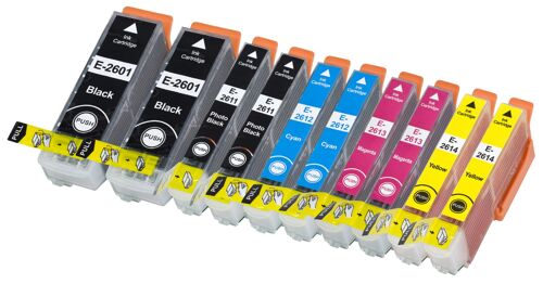 10 x Cartouche d'encre avec puce compatible Epson 26, 26XL, C13T26164010, C13T26364010 pour imprimantes  Expression Premium XP-600, Expression Premium XP-610, Expression Premium XP-510, Expression