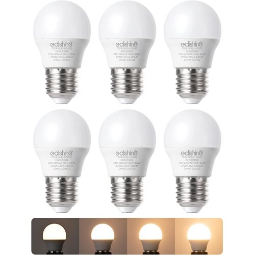 KALANKA-Ampoules LED Dimmable Culot E27, P45 Ampoule, 420LM, Blanc Chaud 2700K, 4,8W Équivalent 40W, Petite Ampoule Edison Ronde pour Lampe de Table, Lustre, Projecteur, Lot de 6
