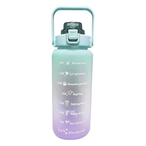 Bouteille D'eau En Plastique, Grande Capacité 2l, Tasse En Paille, Haute Température, Échelle De Temps, Givrée, Sports De Plein Air, Couple D'étudiants