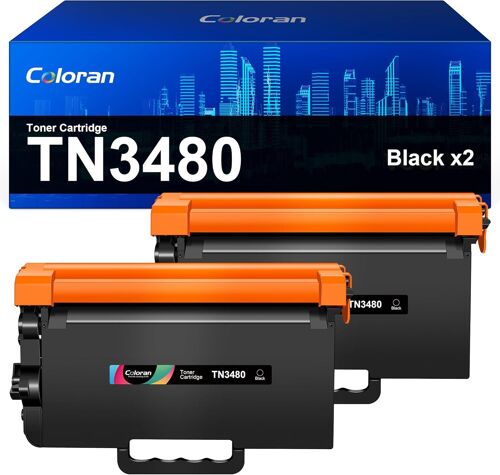 TN 3480 TN-3480 Lot de 2 toners compatibles avec Brother TN3480 TN3430 pour Brother HL-L5100DN HL-L5000DN MFC-L5750DW DCP-L5500DN Noir