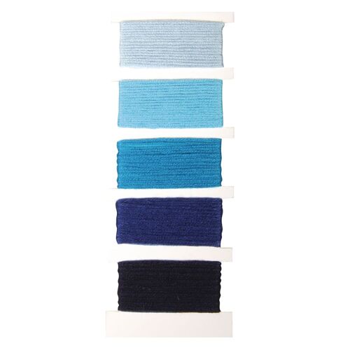 Fil En Coton Stitchetknot, 5 Couleurs Chaque 10m En , Bleu Pur