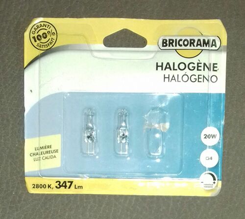 2 Ampoules G4 Halogène Culot À Broches, 12 Volt, 20 Watts, 347 Lumens, 2800 K, Lumière Chaleureuse