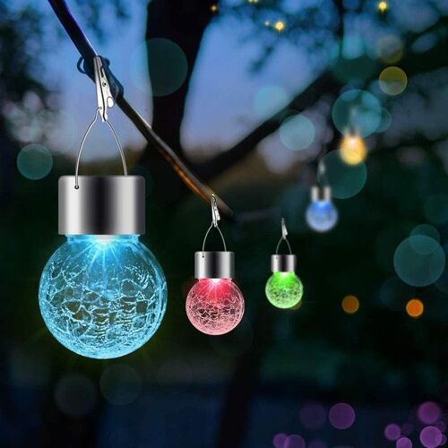 Lot De 4 Lampes Solaires Suspendues Pour Décorations De Noël D'extérieur, Multicolore