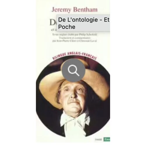 De L'ontologie Et Autres Textes Sur Les Fictions J. Bentham