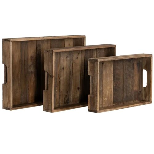 Set De 3 Plateaux En Bois Brut