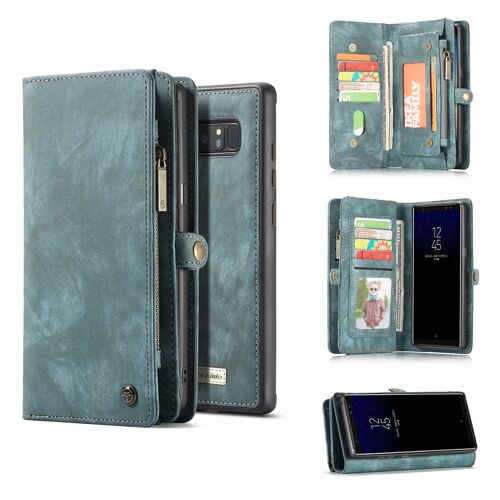 Coque Samsung Galaxy Note8,2 En 1 Cuir Fermeture Éclair Détachable Magnétique 11 Emplacements Pour Cartes Pour Cartes Poche D'argent Embrayage Protecteur Pour Étui Samsung Note8,Bleu