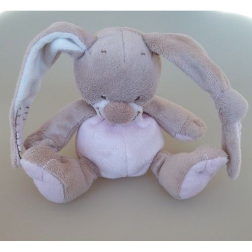 Peluche doudou Lapin NATTOU rose et beige