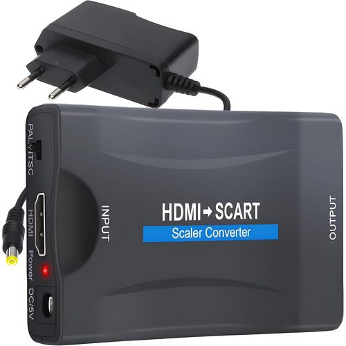 Convertisseur Hdmi Vers Scart, Adaptateur Hdmi Vers Scart Convertisseur Audio Vidéo Hd 1080P Pour Hdtv Stb Vhs Xbox Ps3 Sky Lecteur Dvd Blu-Ray, Hdtv Vhs Pal, Adaptateur Ntsc3.58. Ntsc4.43