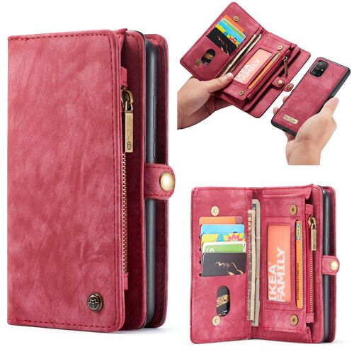 Coque Samsung Galaxy A72,2 En 1 Cuir Fermeture Éclair Détachable Magnétique 11 Emplacements Pour Cartes Pour Cartes Poche D'argent Embrayage Protecteur Pour Étui Samsung A72,Rouge